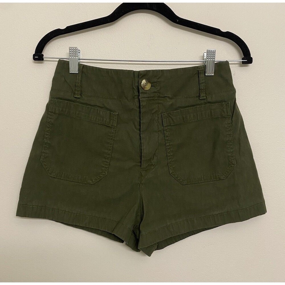 Maeve Colette High Waist Shorts Women’s 28 Green Linen Blend Anthropologie